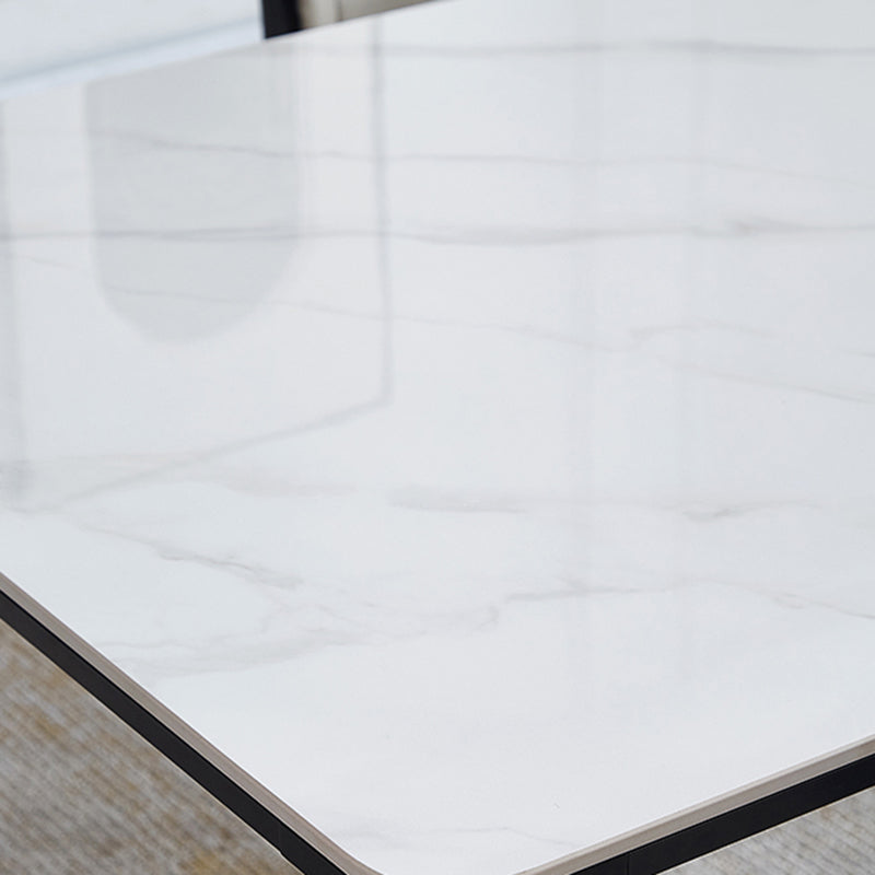 Rectangle Industrial Dining Table Sintered Stone Fixed Table with 4 Legs