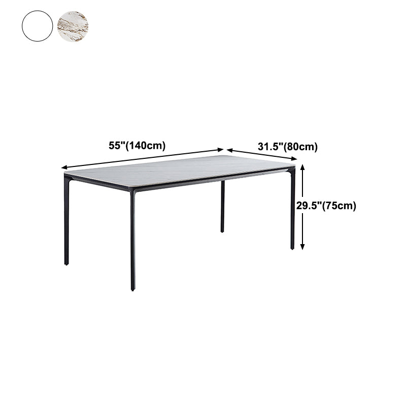 Rectangle Industrial Dining Table Sintered Stone Fixed Table with 4 Legs