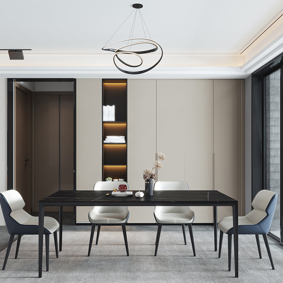 Mesa de comedor de piedra sinterizada Mesa de 4 patas de estilo industrial para comedor