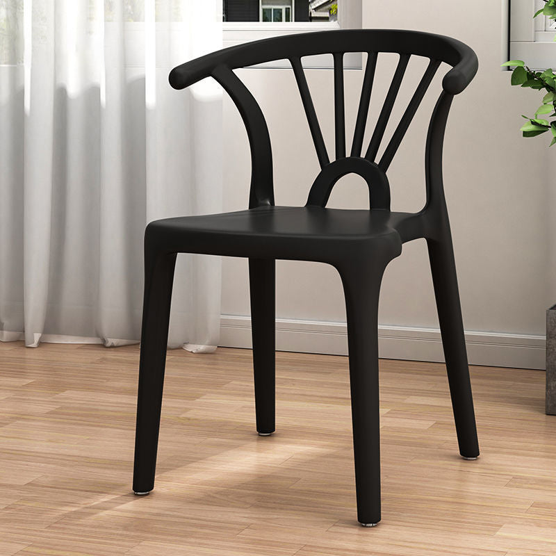 Silla lateral apilable de plástico moderno con respaldo de listón, silla de comedor con acabado mate