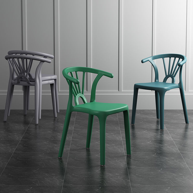 Silla lateral apilable de plástico moderno con respaldo de listón, silla de comedor con acabado mate