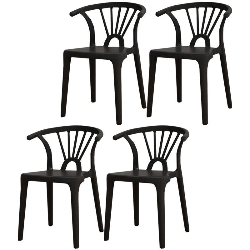 Silla lateral apilable de plástico moderno con respaldo de listón, silla de comedor con acabado mate