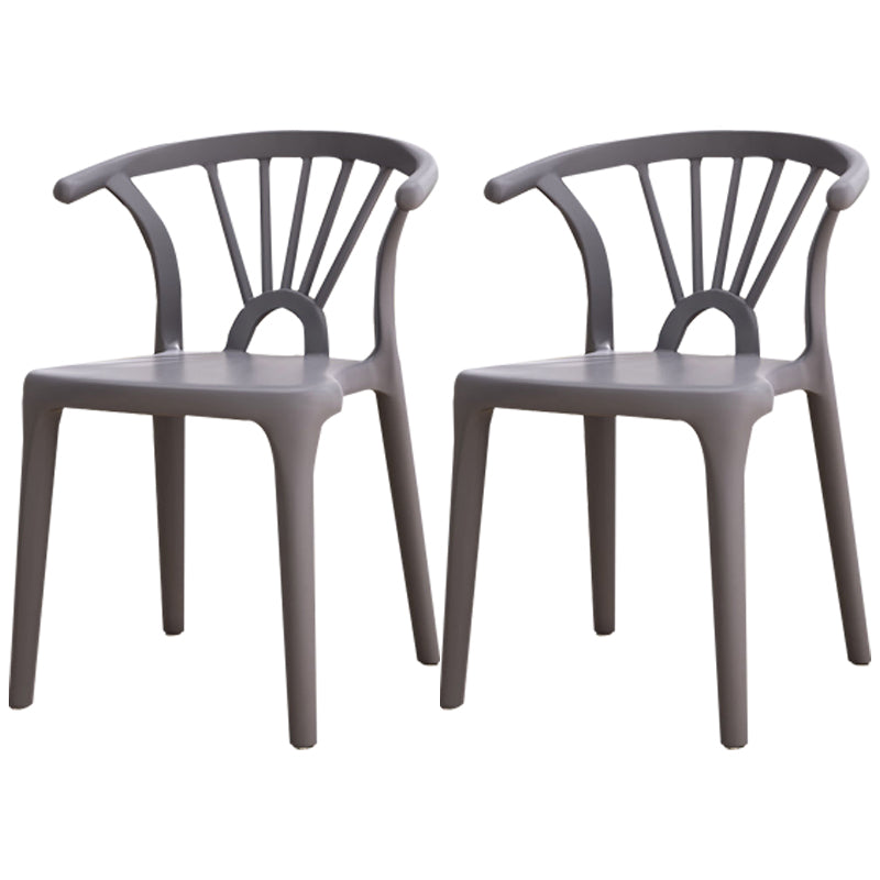 Silla lateral apilable de plástico moderno con respaldo de listón, silla de comedor con acabado mate