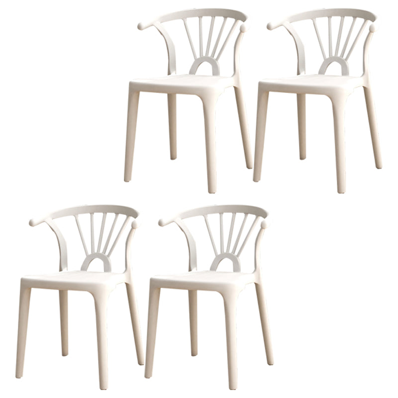 Silla lateral apilable de plástico moderno con respaldo de listón, silla de comedor con acabado mate