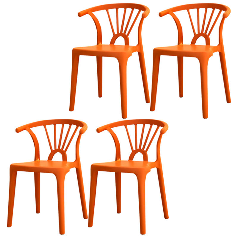Silla lateral apilable de plástico moderno con respaldo de listón, silla de comedor con acabado mate