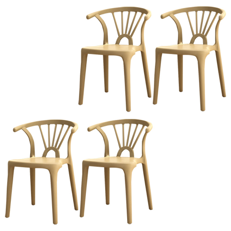 Silla lateral apilable de plástico moderno con respaldo de listón, silla de comedor con acabado mate