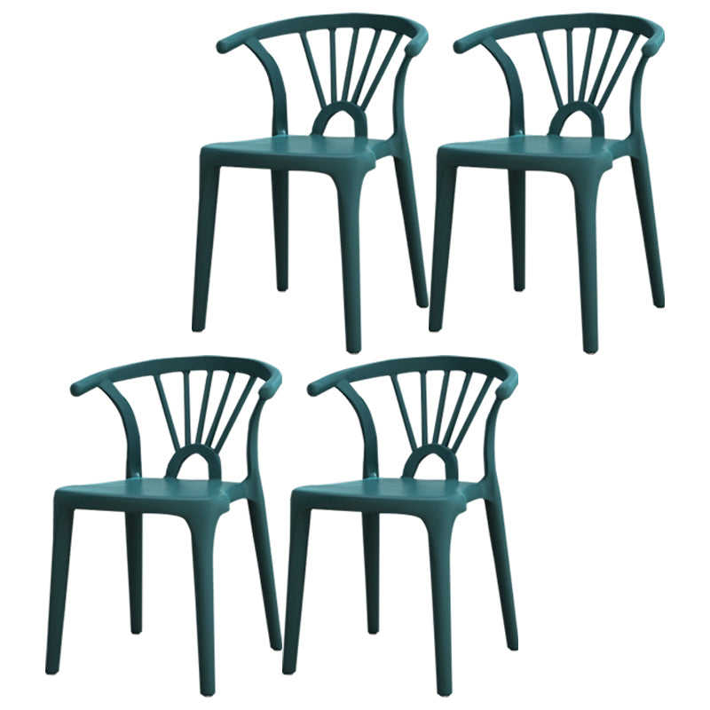 Silla lateral apilable de plástico moderno con respaldo de listón, silla de comedor con acabado mate
