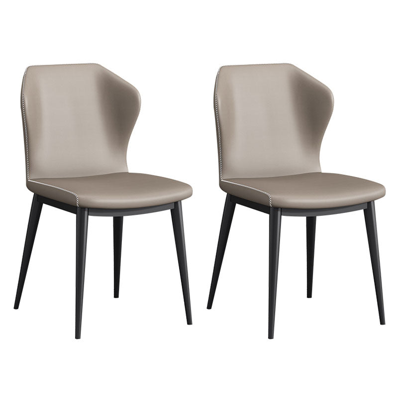 Modern Restaurant Wingback Side Chair Leather Matte Finish Dining Chair