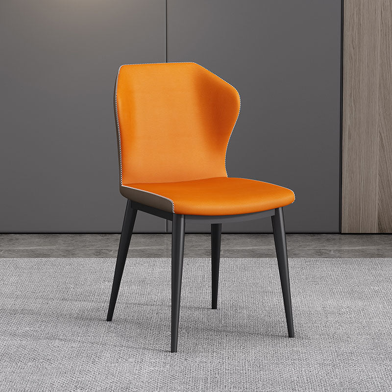 Modern Restaurant Wingback Side Chair Leather Matte Finish Dining Chair