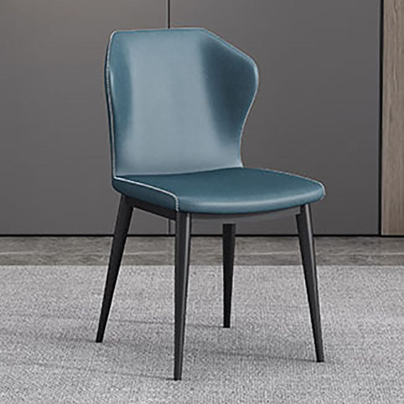 Modern Restaurant Wingback Side Chair Leather Matte Finish Dining Chair