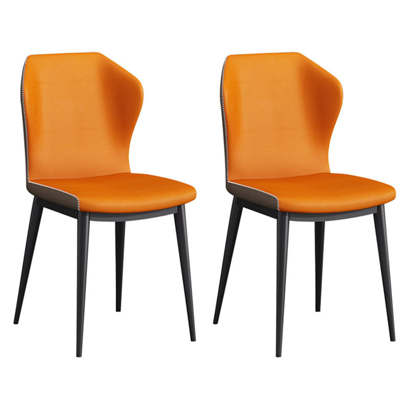 Modern Restaurant Wingback Side Chair Leather Matte Finish Dining Chair