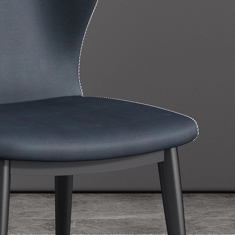 Modern Restaurant Wingback Side Chair Leather Matte Finish Dining Chair