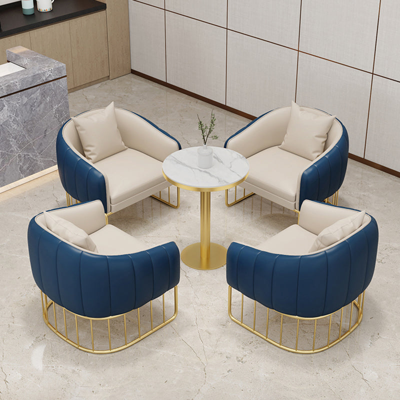 Silla sin brazos de comedor de metal Glam, sillas de comedor de cuero PU para uso doméstico
