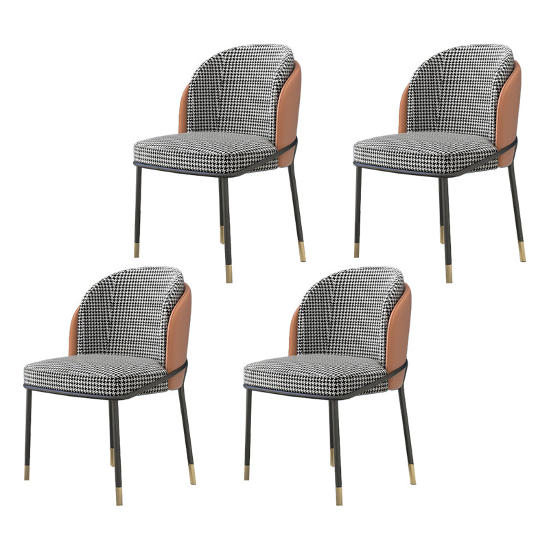 Silla de comedor de metal Glam, sillas de comedor tapizadas sin brazos para uso doméstico