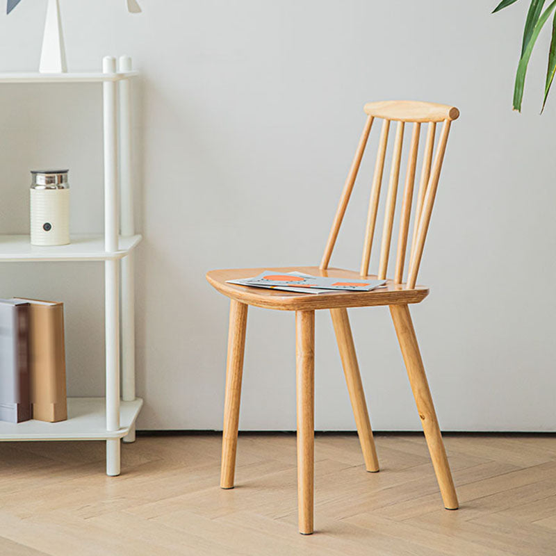 Silla de comedor contemporánea de madera maciza con respaldo de listones para cocina