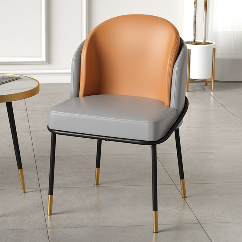 Sillas de comedor tapizadas de metal Glam, sillas de comedor sin brazos para uso en restaurantes