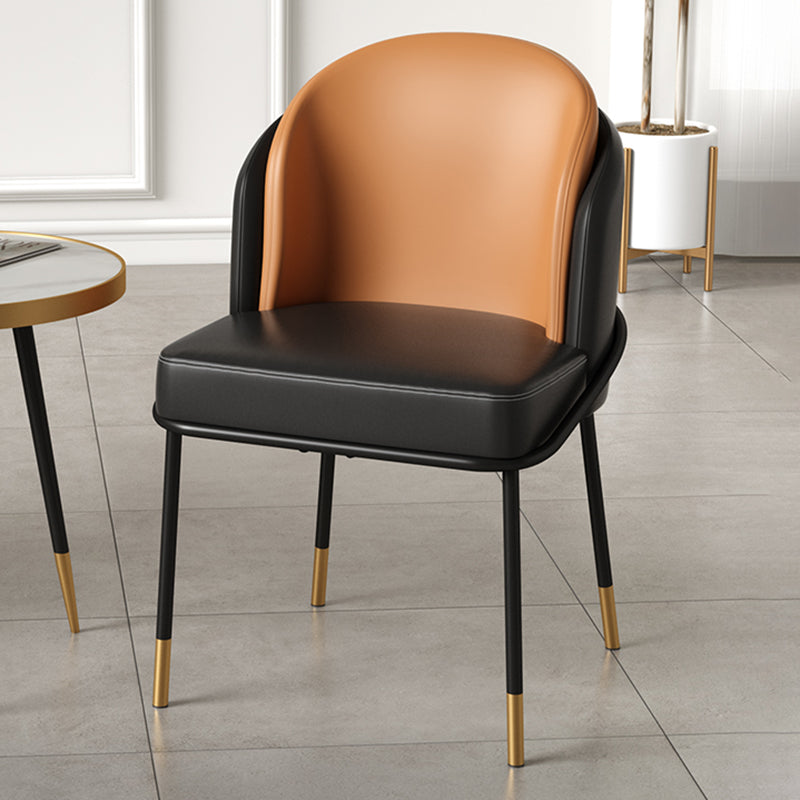 Sillas de comedor tapizadas de metal Glam, sillas de comedor sin brazos para uso en restaurantes