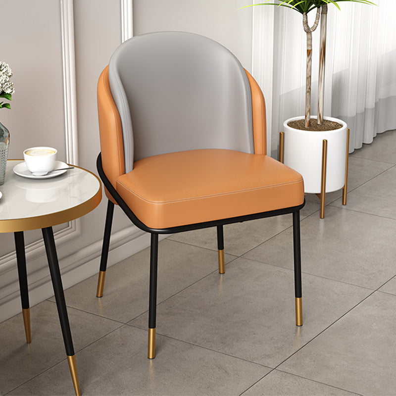 Sillas de comedor tapizadas de metal Glam, sillas de comedor sin brazos para uso en restaurantes