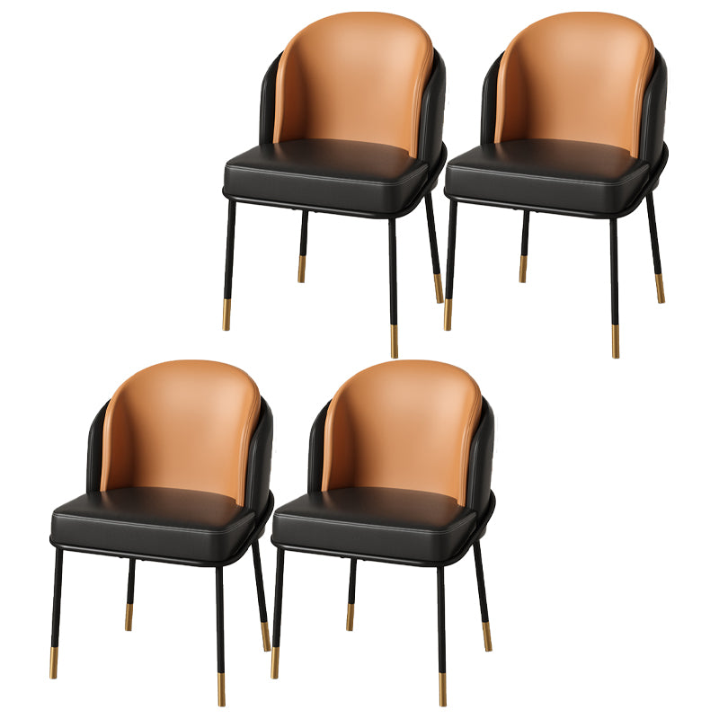 Sillas de comedor tapizadas de metal Glam, sillas de comedor sin brazos para uso en restaurantes