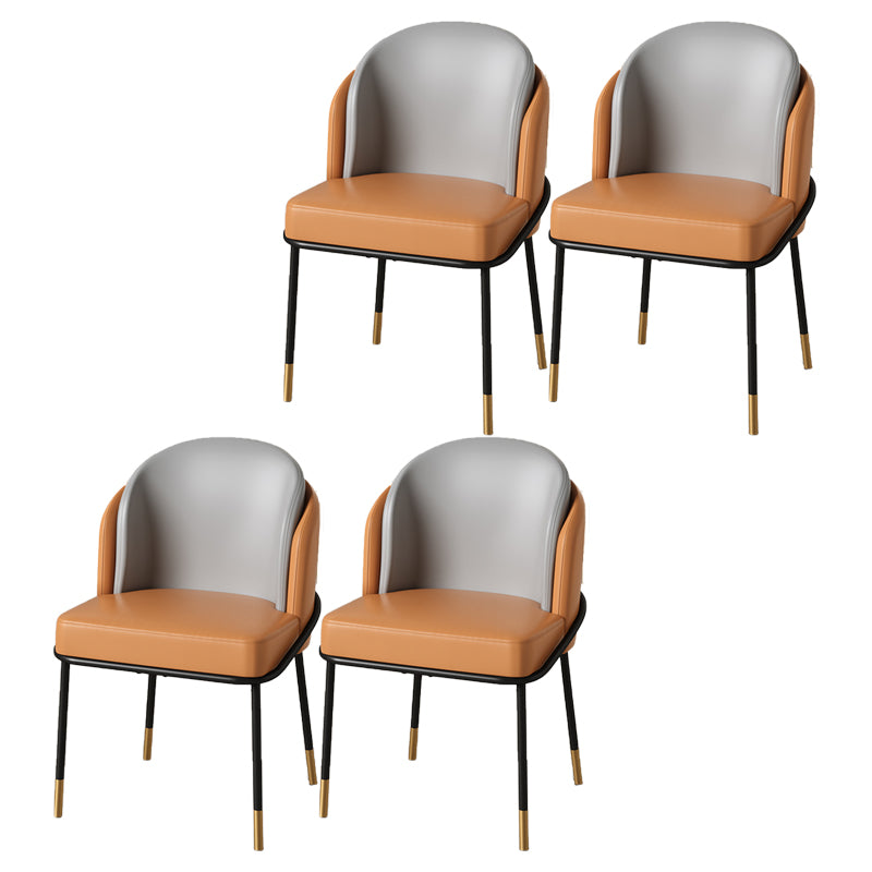 Sillas de comedor tapizadas de metal Glam, sillas de comedor sin brazos para uso en restaurantes