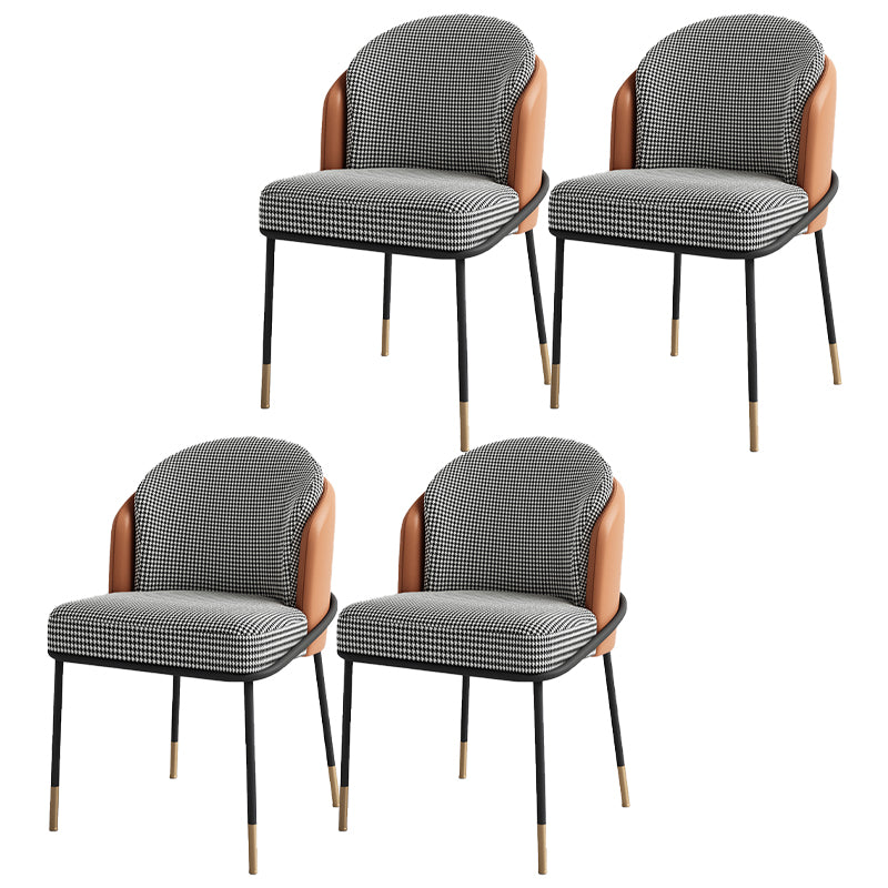 Sillas de comedor tapizadas de metal Glam, sillas de comedor sin brazos para uso en restaurantes