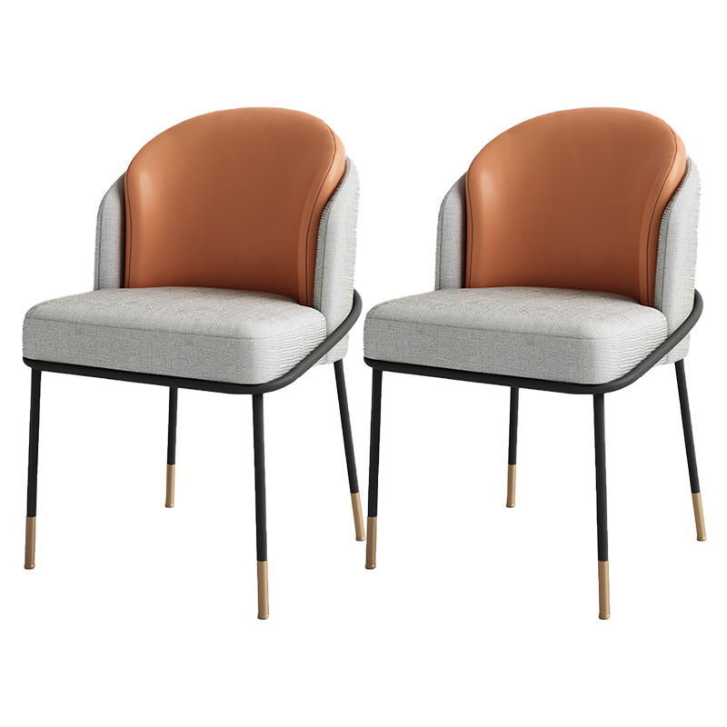 Sillas de comedor tapizadas de metal Glam, sillas de comedor sin brazos para uso en restaurantes