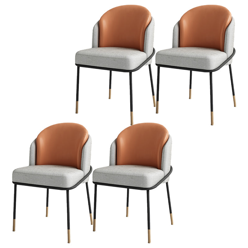 Sillas de comedor tapizadas de metal Glam, sillas de comedor sin brazos para uso en restaurantes