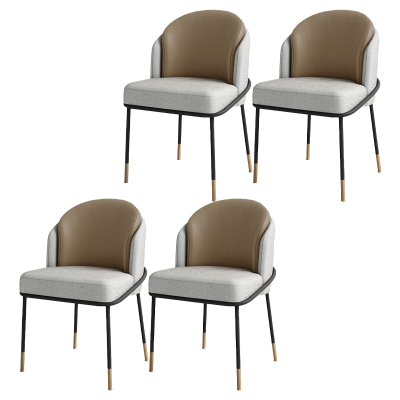 Sillas de comedor tapizadas de metal Glam, sillas de comedor sin brazos para uso en restaurantes