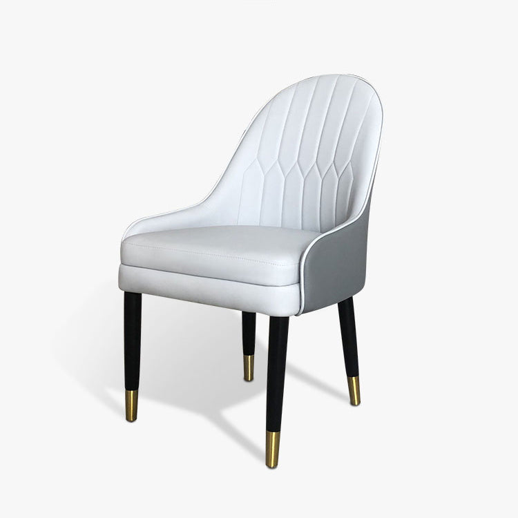 Silla lateral de comedor de cuero de diseño escandinavo Sillas laterales con brazo trasero sólido