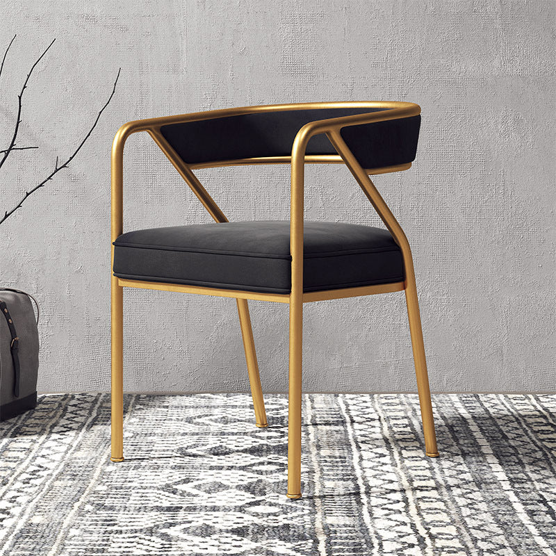 Silla de comedor de terciopelo Glam, sillas laterales de comedor con respaldo abierto para uso en restaurantes