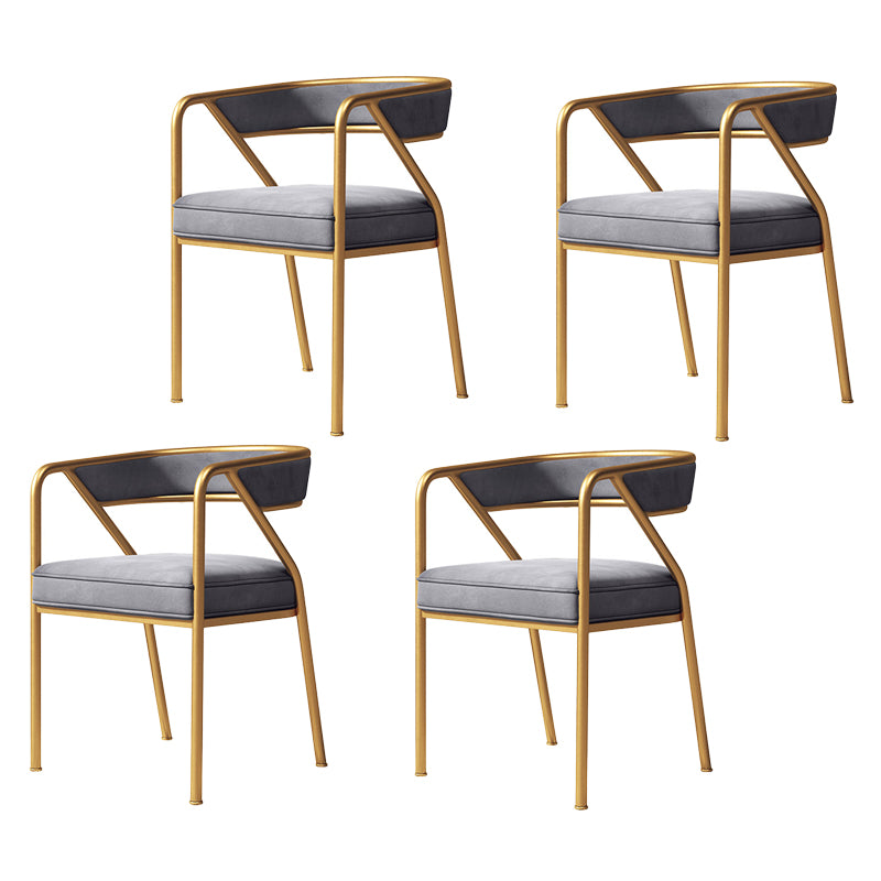 Silla de comedor de terciopelo Glam, sillas laterales de comedor con respaldo abierto para uso en restaurantes