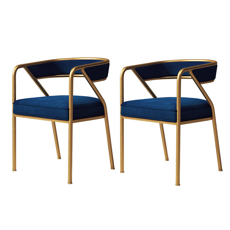Silla de comedor de terciopelo Glam, sillas laterales de comedor con respaldo abierto para uso en restaurantes