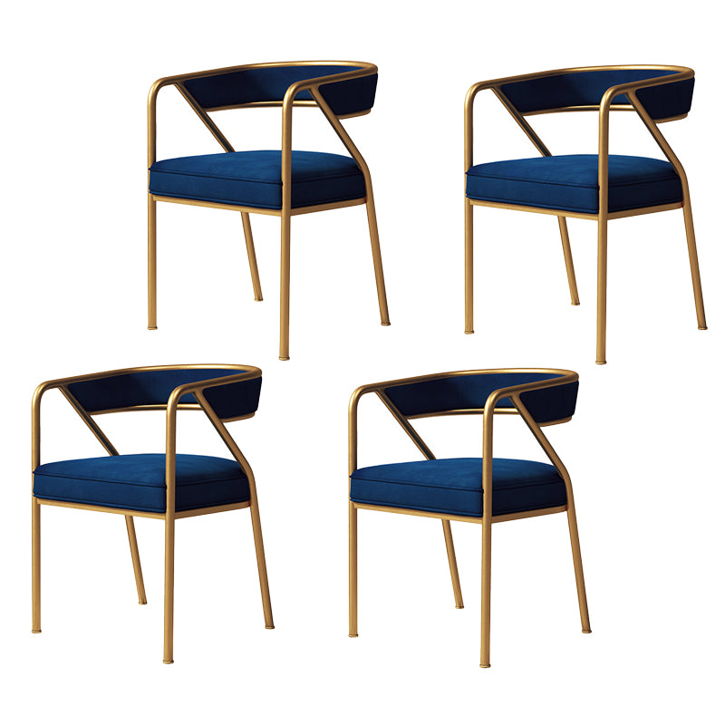 Silla de comedor de terciopelo Glam, sillas laterales de comedor con respaldo abierto para uso en restaurantes