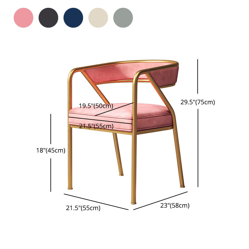 Silla de comedor de terciopelo Glam, sillas laterales de comedor con respaldo abierto para uso en restaurantes