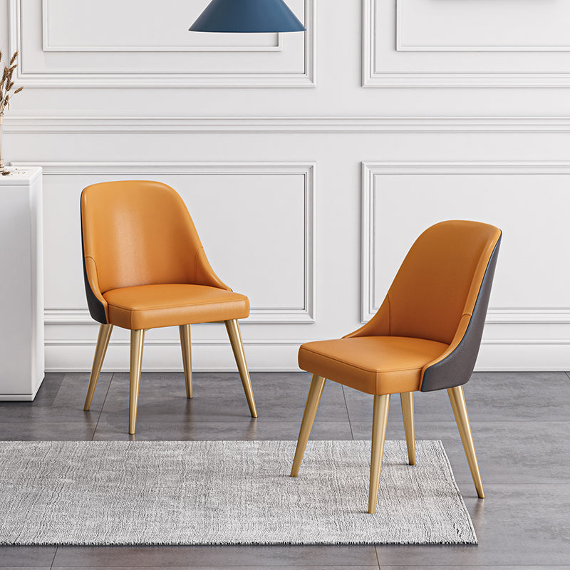 Silla de comedor sin brazos con respaldo sólido de diseño escandinavo, sillas de comedor de cuero PU