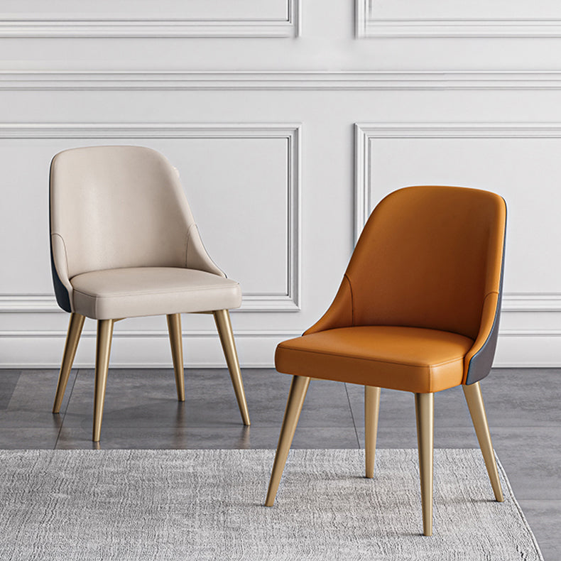 Silla de comedor sin brazos con respaldo sólido de diseño escandinavo, sillas de comedor de cuero PU