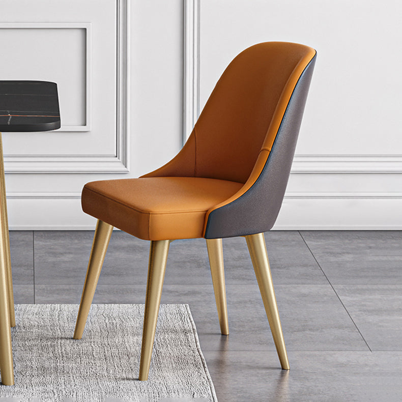 Silla de comedor sin brazos con respaldo sólido de diseño escandinavo, sillas de comedor de cuero PU