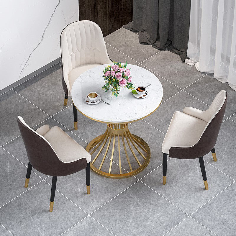 1/2/3/4/5 Pcs Metal Glam Dining Room Set with Round Table Dinette Set