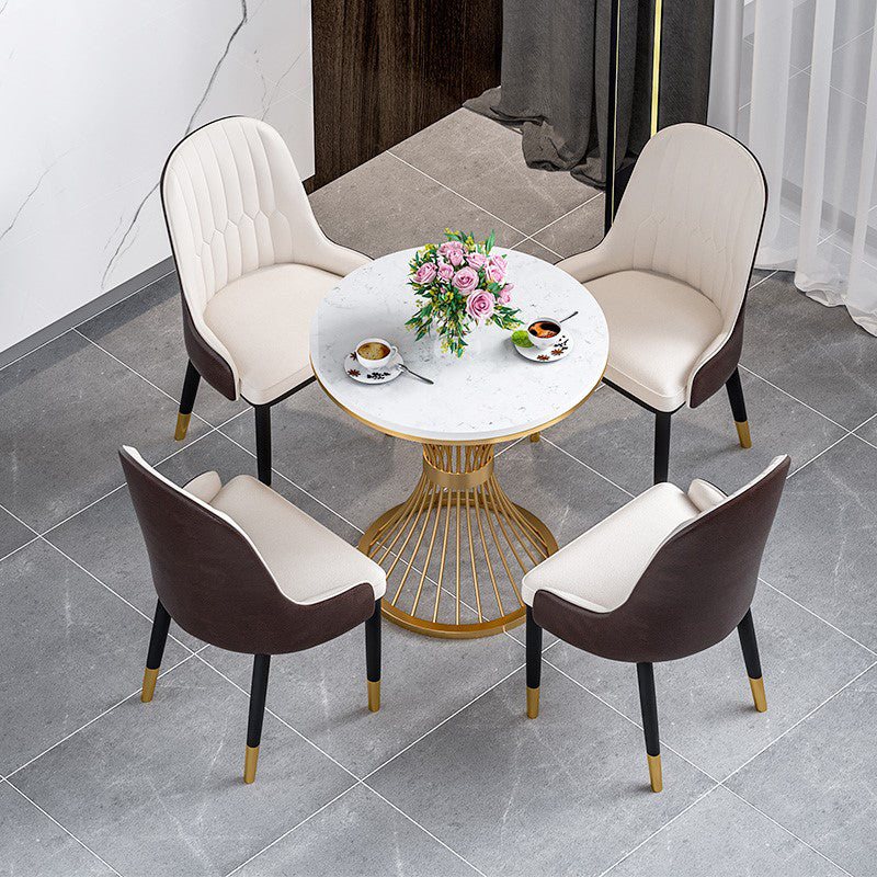 1/2/3/4/5 Pcs Metal Glam Dining Room Set with Round Table Dinette Set