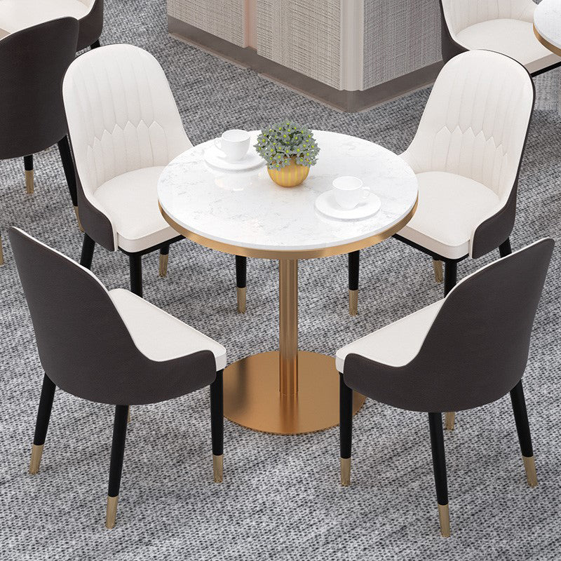 1/2/3/4/5 Pcs Metal Glam Dining Room Set with Round Table Dinette Set