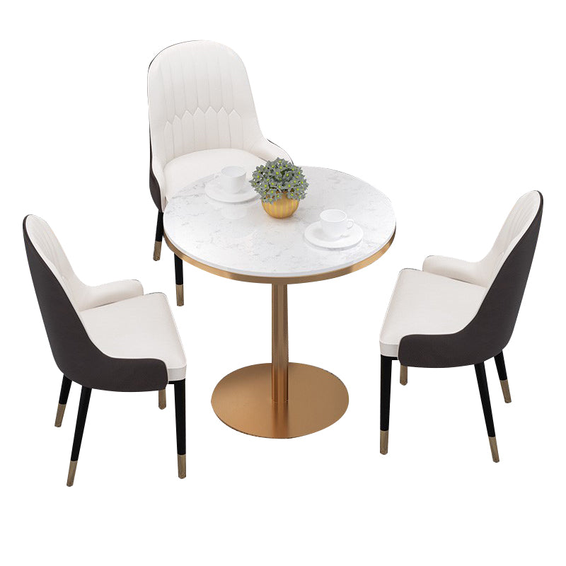 1/2/3/4/5 Pcs Metal Glam Dining Room Set with Round Table Dinette Set