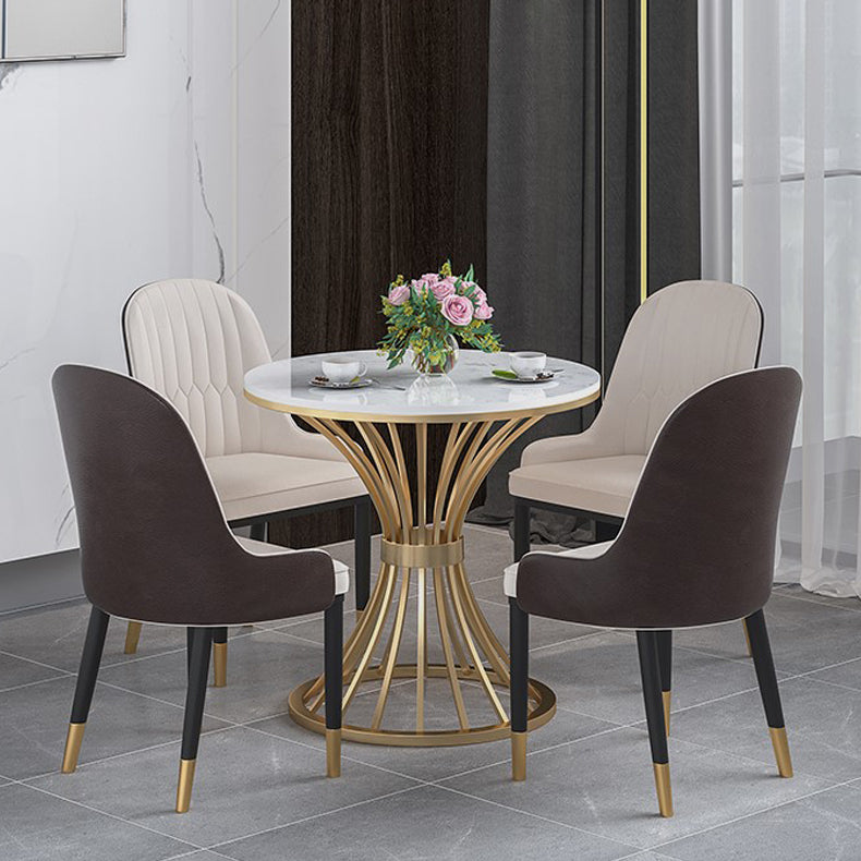 1/2/3/4/5 Pcs Metal Glam Dining Room Set with Round Table Dinette Set