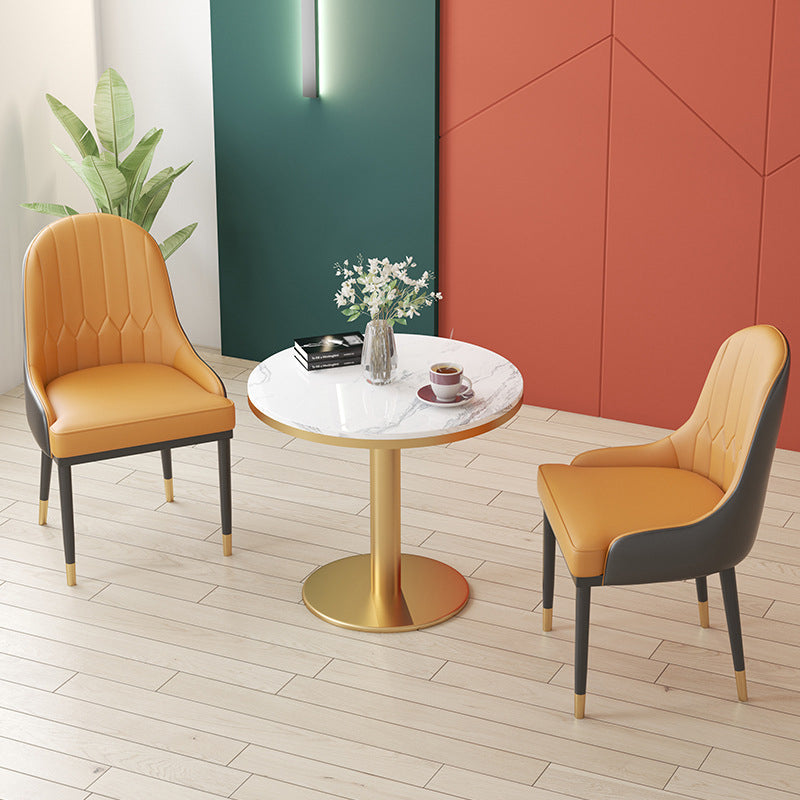 1/3/4/5 Pcs Metal Glam Style Dining Room Set with Round Table Dinette Set