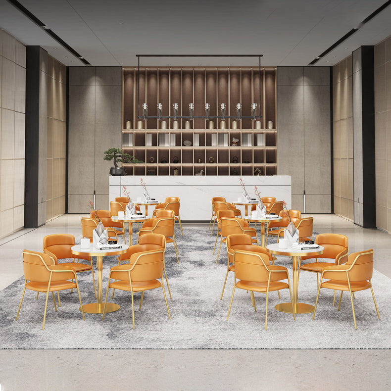 1/3/4/5 Pcs Metal Scandinavian Dining Room Set with Round Indoor Table Dinette Set