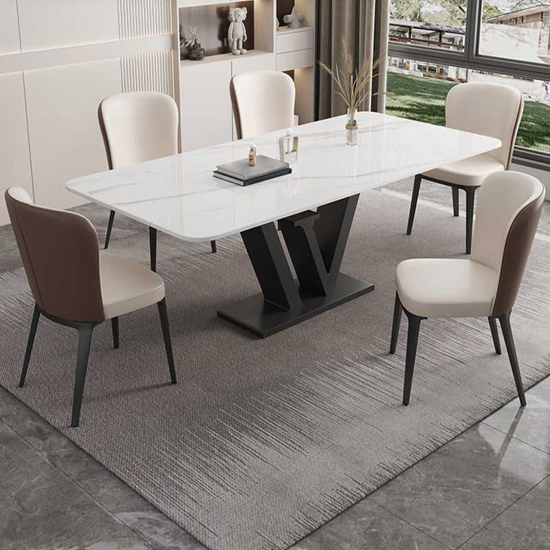 Modern 1/2/5/6 Pieces Dining Set Sintered Stone Dining Table Set with Leather Chairs