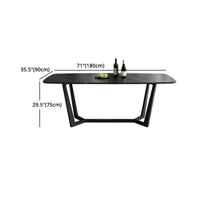 Modern 1/4/5/7 Pieces Black Dining Set Sintered Stone Dining Table Set with Leather Chairs