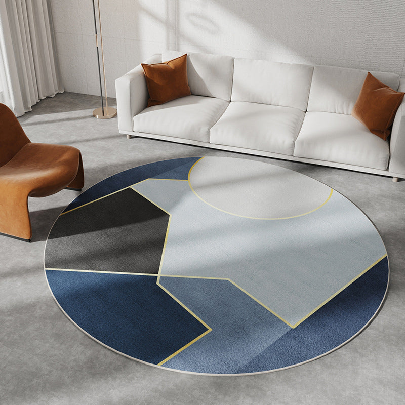 Blackish Green Pattern Rug Polyester Modern Rug Stain Resistant Rug for Living Room