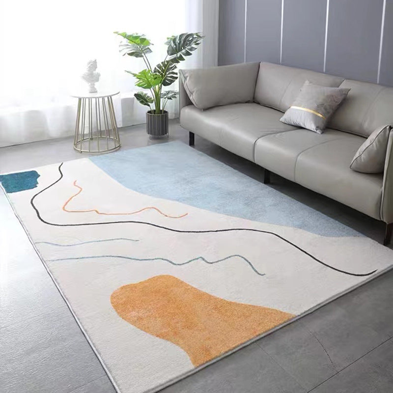 Weißer moderner Teppich Polyester Line Teppich Waschbar Teppich für Wohnzimmer