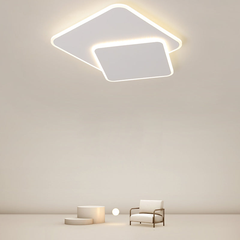 Plafonnier LED carré en métal, style nordique, éclairage d'intérieur, luminaire décoratif de plafond, idéal pour une chambre à coucher