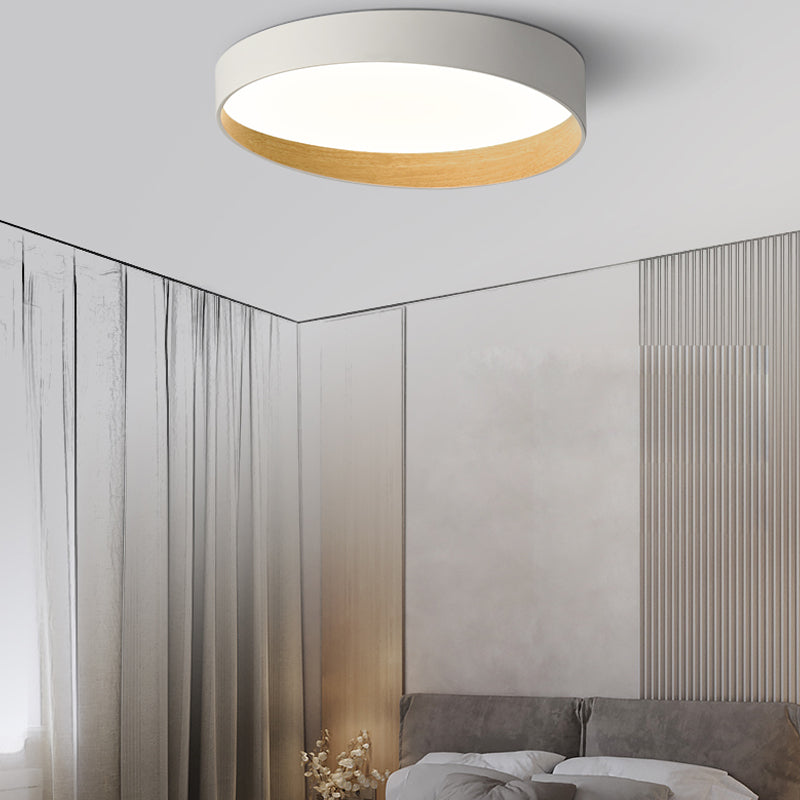Round Bedroom Ceiling Light Fixture Metal LED Minimalist Style Flush Mount Lighting